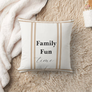 Wurfkissen Beige Streifen Familien Spaß Zeit Kissen
