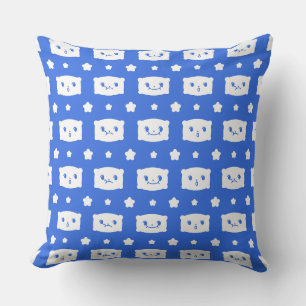 Wurfkissen Blau Kawaii-Kissen Gesichter Sterne Mus Kissen