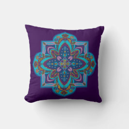 Wurfkissen - blaues und violettes Mandala Kissen