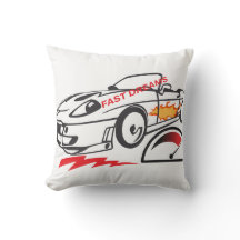 Wurfkissen Fast Dreams –Rennwagen-Kissen-Design