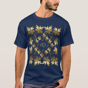 Wurfkissen mit goldenem Element und Blättern T-Shirt