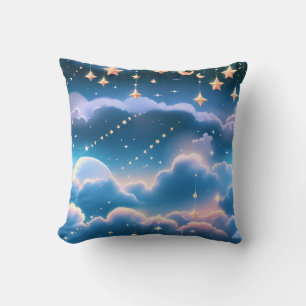 Wurfkissen - Pastellblauer Himmel Mond Kissen