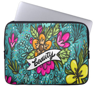 Wurfkissen-Schönheit mit Blumen Metalldruck Laptopschutzhülle