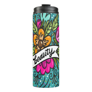 Wurfkissen Schönheit mit Blumen Thermosbecher
