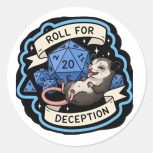 Würfle um Täuschung Lustiger Possum D20 RPG Aufkle Runder Aufkleber