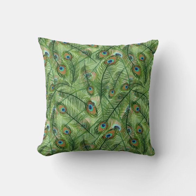 Wurfpillow-Peacock-Feathers Kissen (Vorderseite)