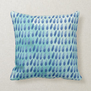 Wurfs-Kissen-blaues Regentropfen-Aquarell Kissen