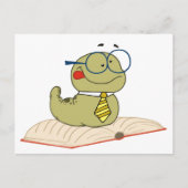 Wurm auf einem Buch mit Brille Postkarte (Vorderseite)