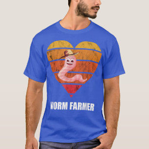Wurm Bauer Retro Vintag Heart Hat Garening Verm T-Shirt
