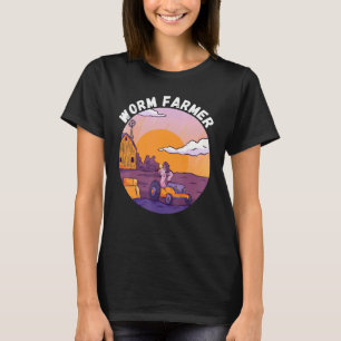Wurm-Bauer Sky Sunset Farm Wurm-Wurm Landwirtschaf T-Shirt