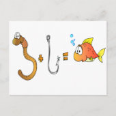 Wurm + Haken = Fisch Postkarte (Vorderseite)