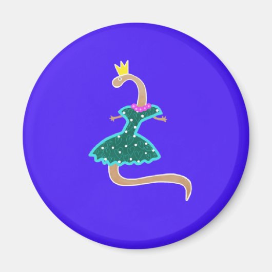 Wurm in einem grünen Kleid und einer Krone Magnet (Vorne)