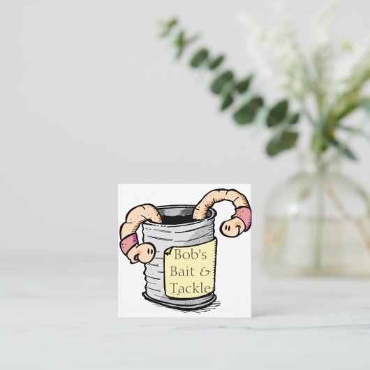 Wurm-, Köder-und Angelausrüstung-Speicher Quadratische Visitenkarte (Stehend Vorderseite)