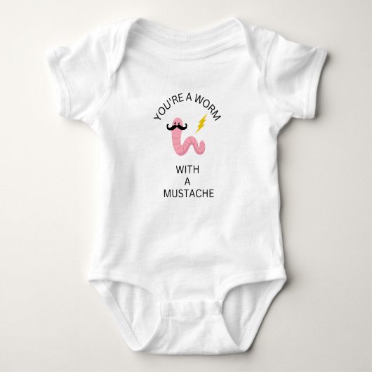 Wurm mit Mustache Funny Baby Bodysuit Vanderpumpe Baby Strampler (Vorderseite)