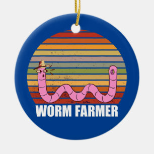 Wurmfarmer Kompostierung Landwirtschaft Vintage Re Keramik Ornament