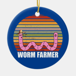 Wurmfarmer Kompostierung Landwirtschaft Vintage Re Keramik Ornament