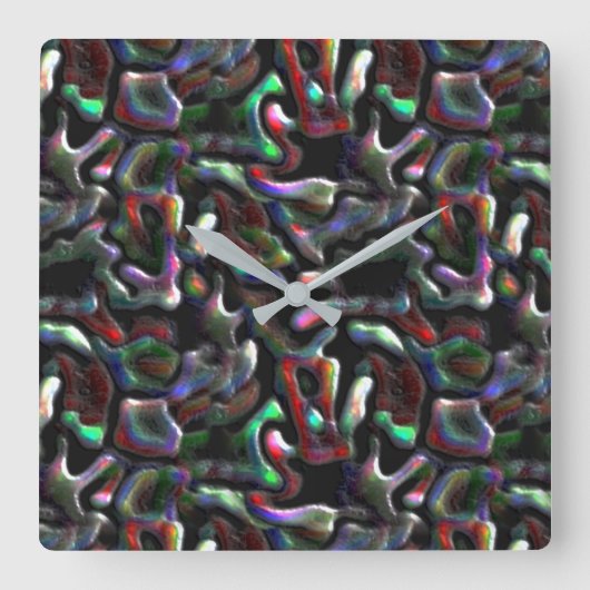 Wurmförmige, bunte Leckereien? Werfen Sie sie. Quadratische Wanduhr (Vorderseite)