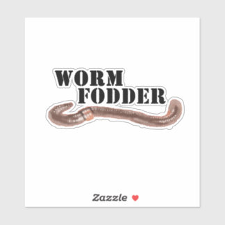 Wurmfutter, Schwarzer Text mit Erdwurm Aufkleber
