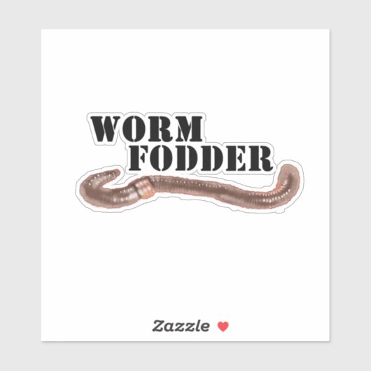 Wurmfutter, Schwarzer Text mit Erdwurm Aufkleber (Blatt)