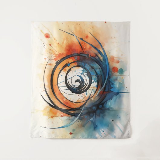 Wurmloch in Zeitfarbe und Aquarell Wandteppich (Vorderseite)