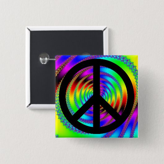 Wurmloch mit schwarzem Friedenszeichen Button (Vorne & Hinten)