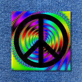 Wurmloch mit schwarzem Friedenszeichen Button