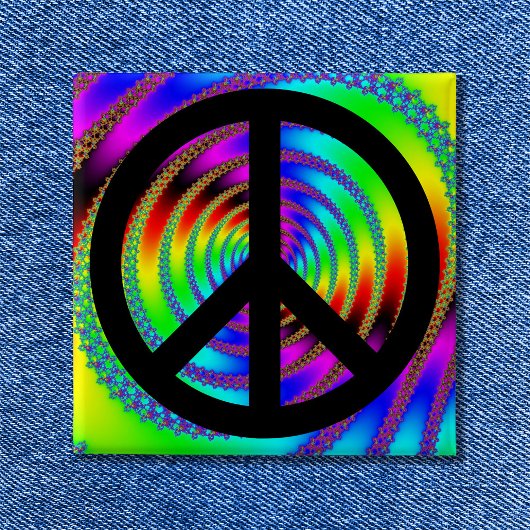 Wurmloch mit schwarzem Friedenszeichen Button