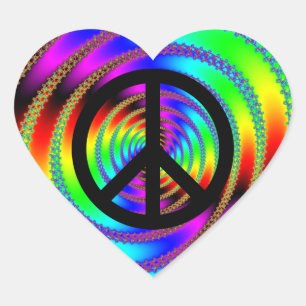 Wurmloch mit schwarzem Friedenszeichen Herz-Aufkleber