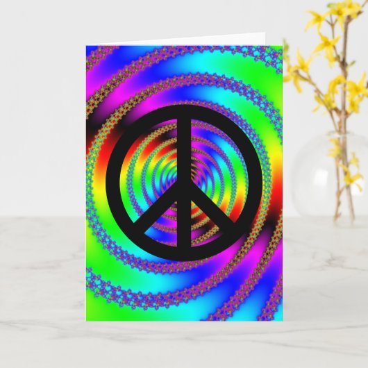 Wurmloch mit schwarzem Friedenszeichen Karte (Gelbe Blume)