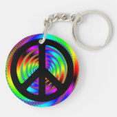 Wurmloch mit schwarzem Friedenszeichen Schlüsselanhänger (Rückseite)