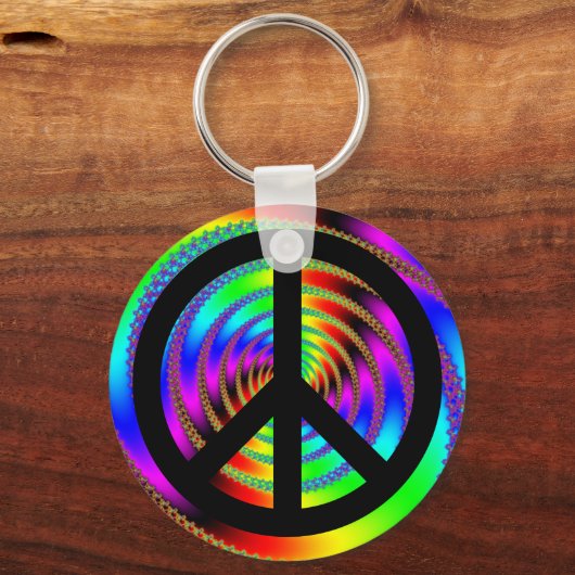 Wurmloch mit schwarzem Friedenszeichen Schlüsselanhänger (Rückseite)