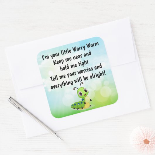 Wurmpoemkarteneinlage Quadratischer Aufkleber (Umschlag)