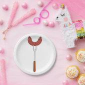 Wurst auf einer Gabel Pappteller (Party)