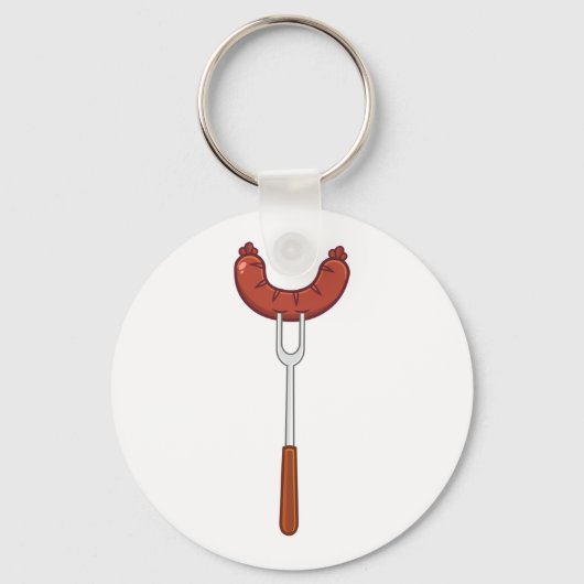 Wurst auf einer Gabel Schlüsselanhänger (Vorderseite)