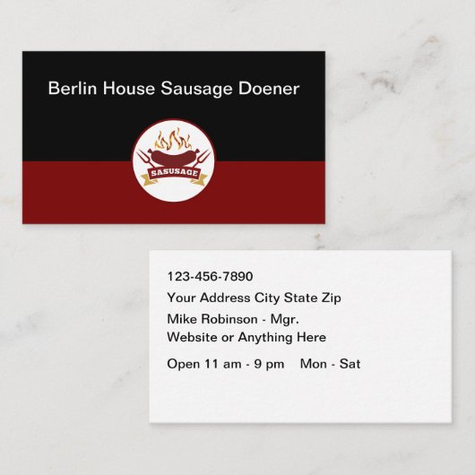 Wurst-Barbecue-Restaurant-Thema Visitenkarte (Vorne/Hinten)
