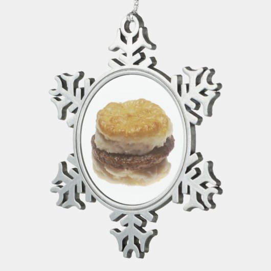 Wurst Biscuit Schneeflocken Zinn-Ornament (Rechts)