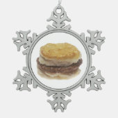 Wurst Biscuit Schneeflocken Zinn-Ornament (Vorderseite)