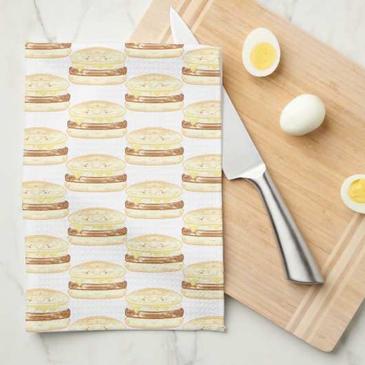 Wurst, Ei und Käsesandwich Geschirrtuch (Viertel Falte)