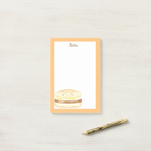 Wurst, Ei und Käsesandwich Post-it Klebezettel (Auf Schreibtisch)