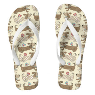 Wurst Hund Dackel Flip Flops Beach Schuhe Badesandalen