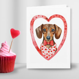 Wurst Hund Valentinstag Wasserfarbe Personalisiert Feiertagskarte