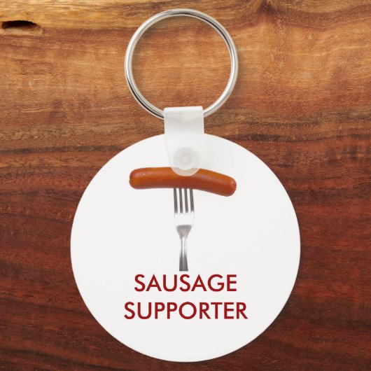 Wurst in Gabel festgehalten Schlüsselanhänger (Vorderseite)