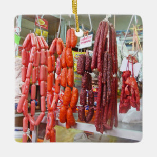 Wurst-Markt in Lima Keramikornament