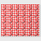 Wurst mit rotem/weißem Gingham/Karierter Hintergru Geschenkpapier (Flach)