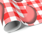 Wurst mit rotem/weißem Gingham/Karierter Hintergru Geschenkpapier (Rolleneckpunkt)