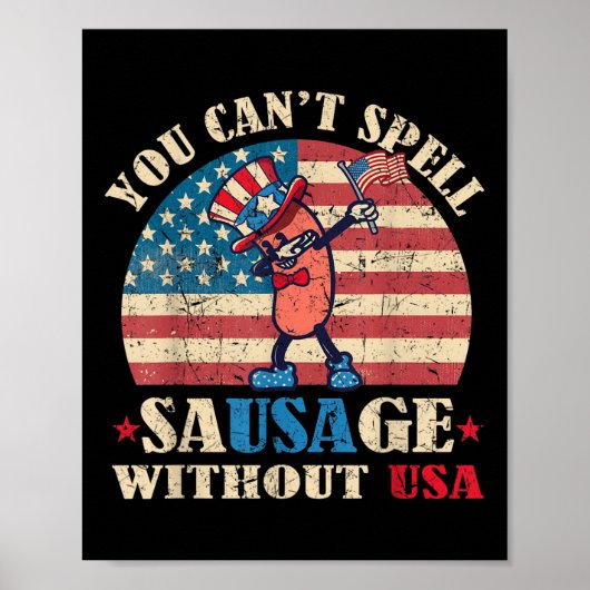 Wurst ohne USA Retro Funny 4. Juli Indepe Poster (Vorne)