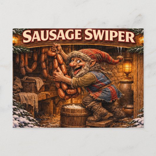 Wurst-Schieber-Weihnachtsmann-Postkarte Postkarte (Vorderseite)