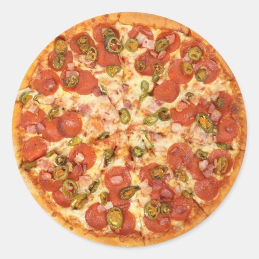 Wurst und grüner Olive Käse Pizza Stickers (Vorderseite)