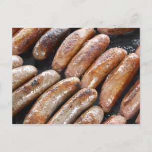 Würstchen auf dem Barbeque Postkarte
