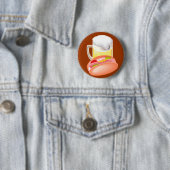 Würstchen auf einem Brötchen und einem Bier mit Button (Beispiel)